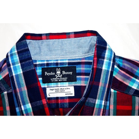 Psycho Bunny Mens Long Sleeve Button Front Plaid F - Picture 7 of 8